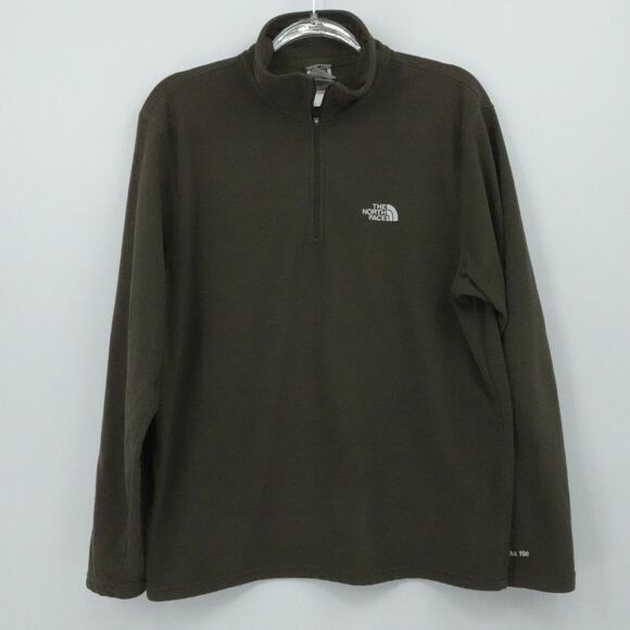 North Face Pullover Mens Medium Green TKA 100 Fleece Quarter Zip Outdoor Hiking‎ - Picture 1 of 13